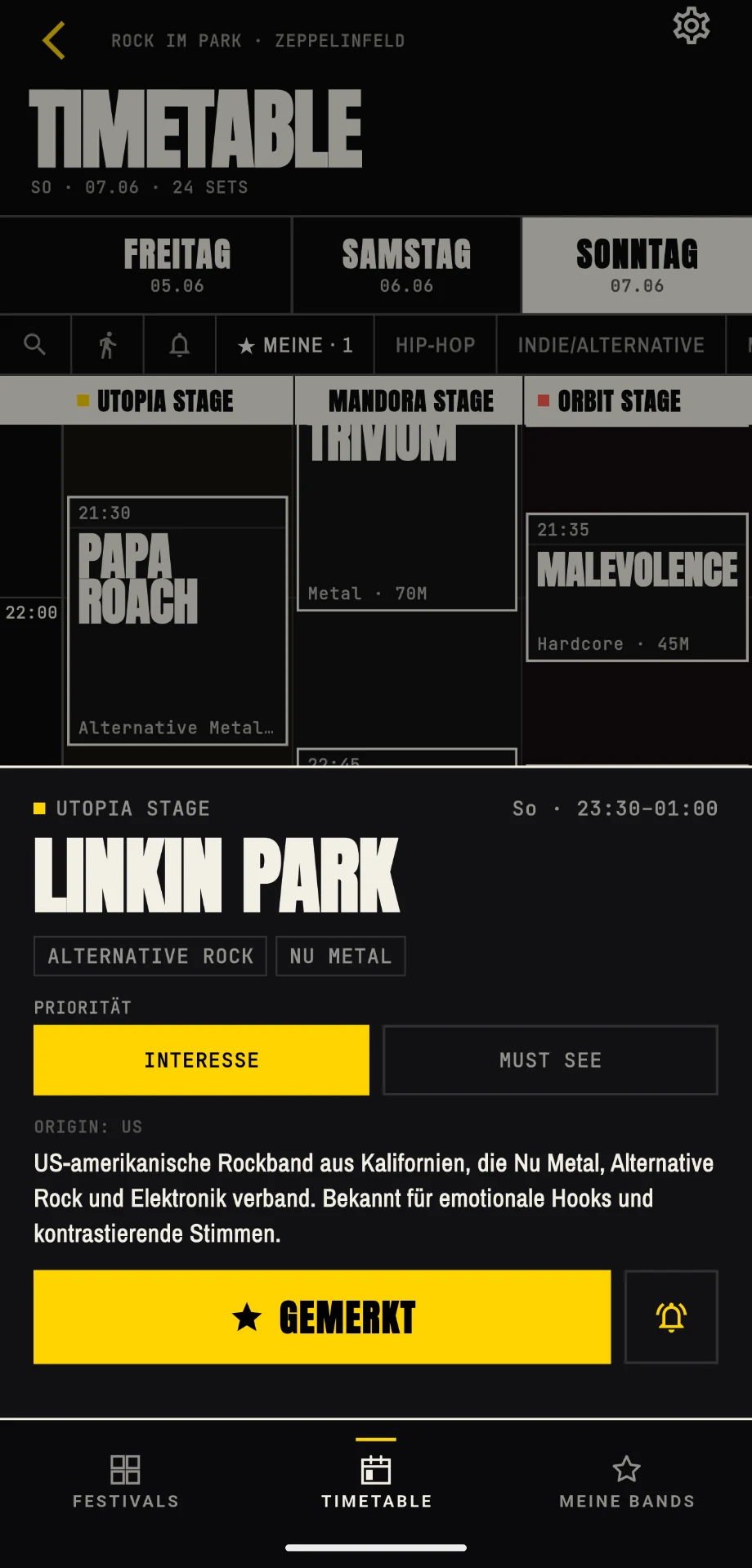 festivalpilot — Bands markieren
