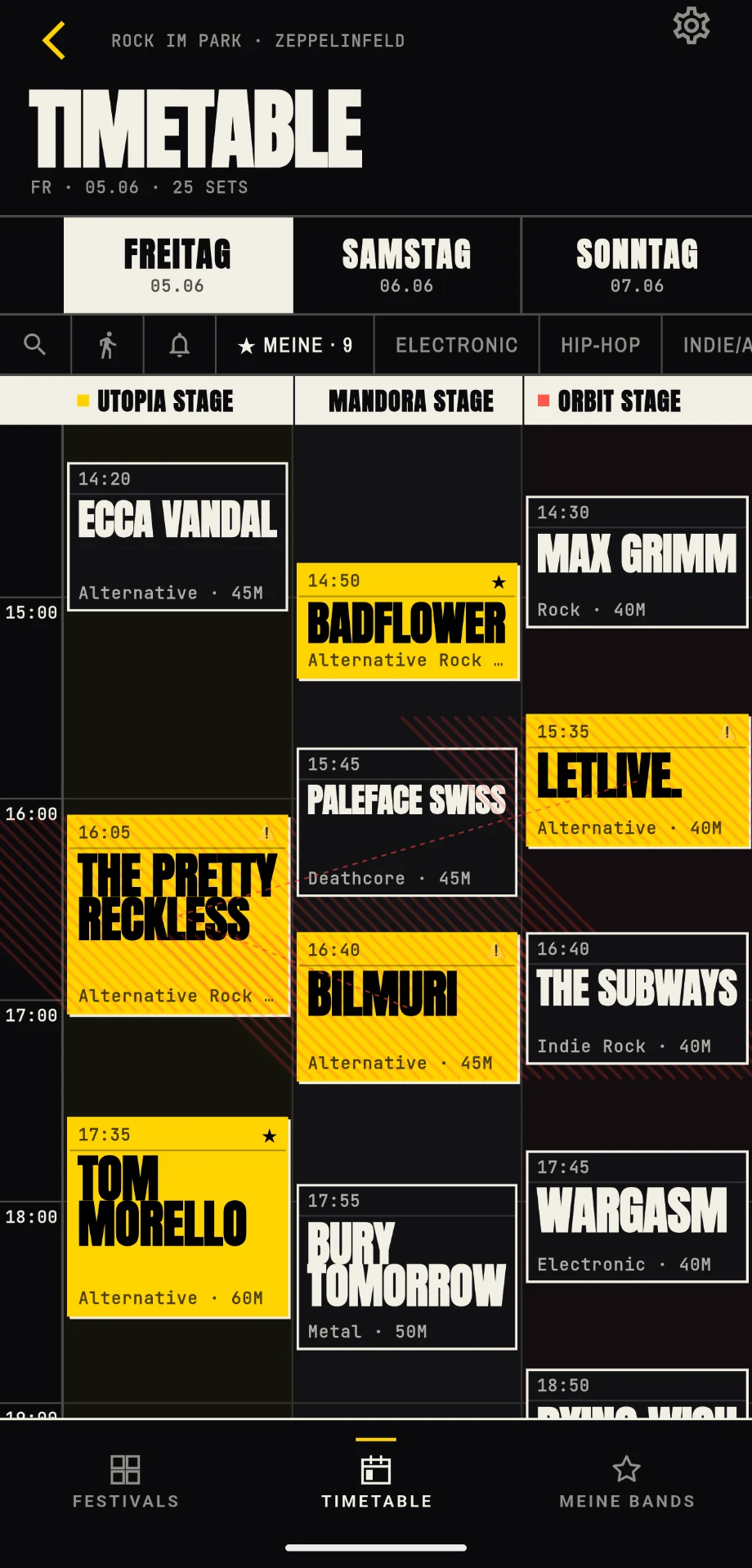 festivalpilot — Timetable verstehen
